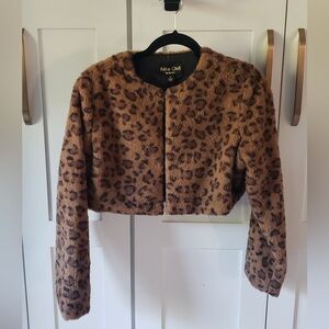 Say What Jacket Womens M Brown Faux Fur Cozy Chic